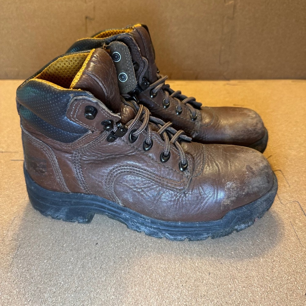 Timberland PRO Womens 26388 Brown Leather Work Boots Size 7.5 M Slip Resistant